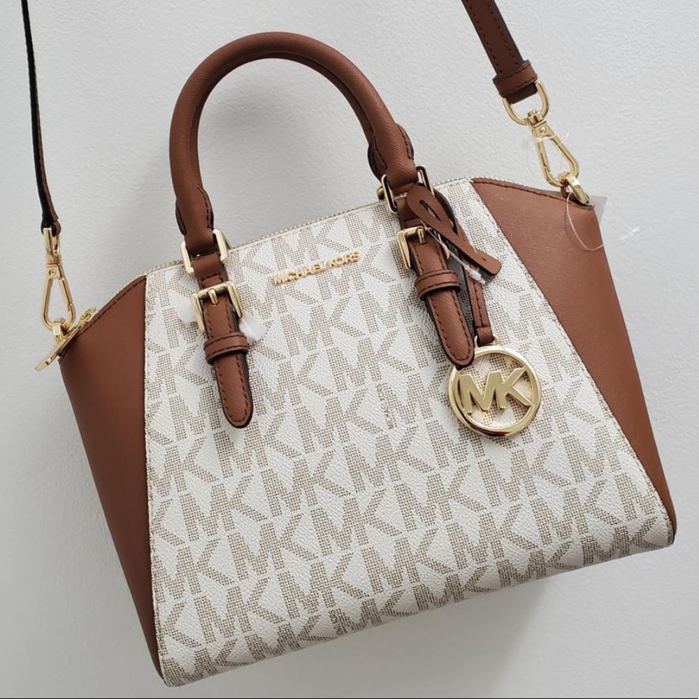 Michael Kors Crossbody  Vanila & Light Brown Leather Satchel